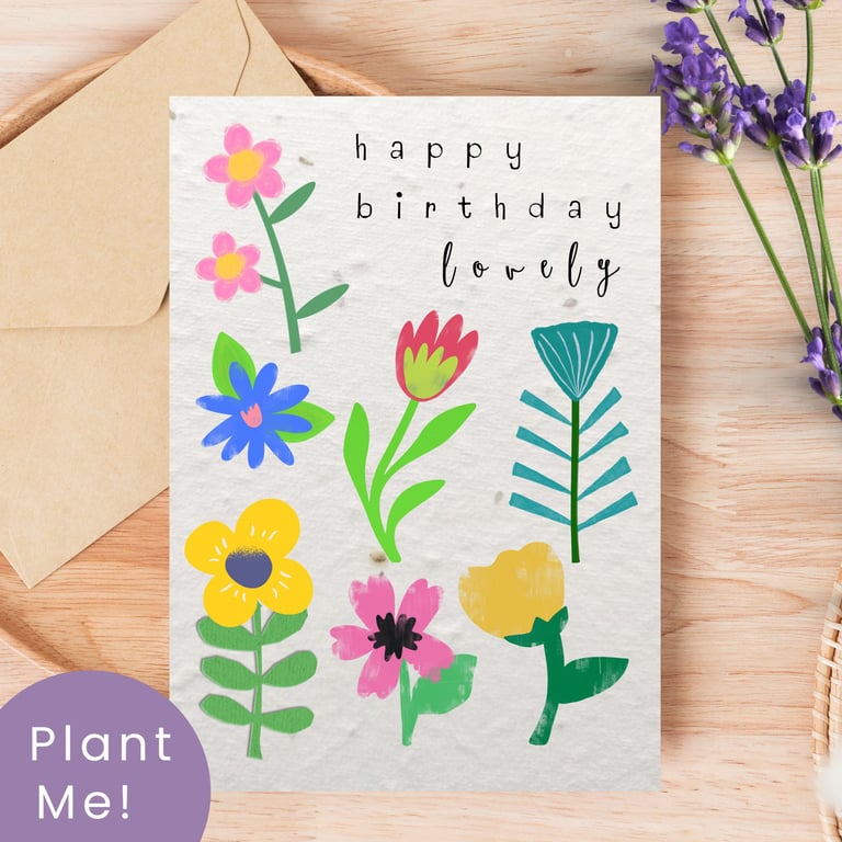 Plantable Wildflower Birthday Card, Eco Friendly Gift, Handmade in the UK