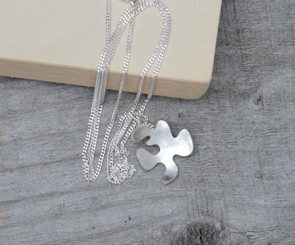 petal necklace in sterling silver, handmade in the UK