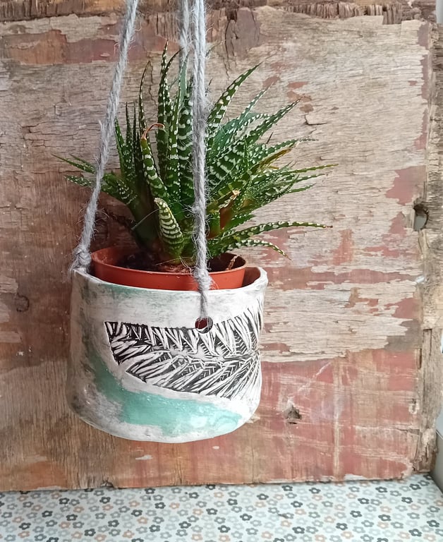 rustic chunky fern handmade plant pot ceramic pottery stoneware