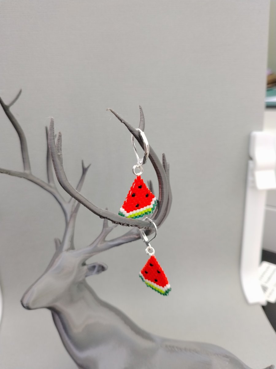 Silver plated water melon earrings