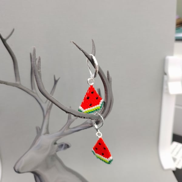 Silver plated water melon earrings