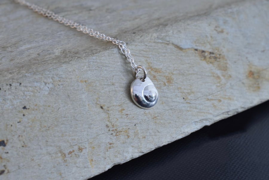 Handmade silver shell pendant with sterling chain