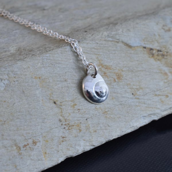 Handmade silver shell pendant with sterling chain