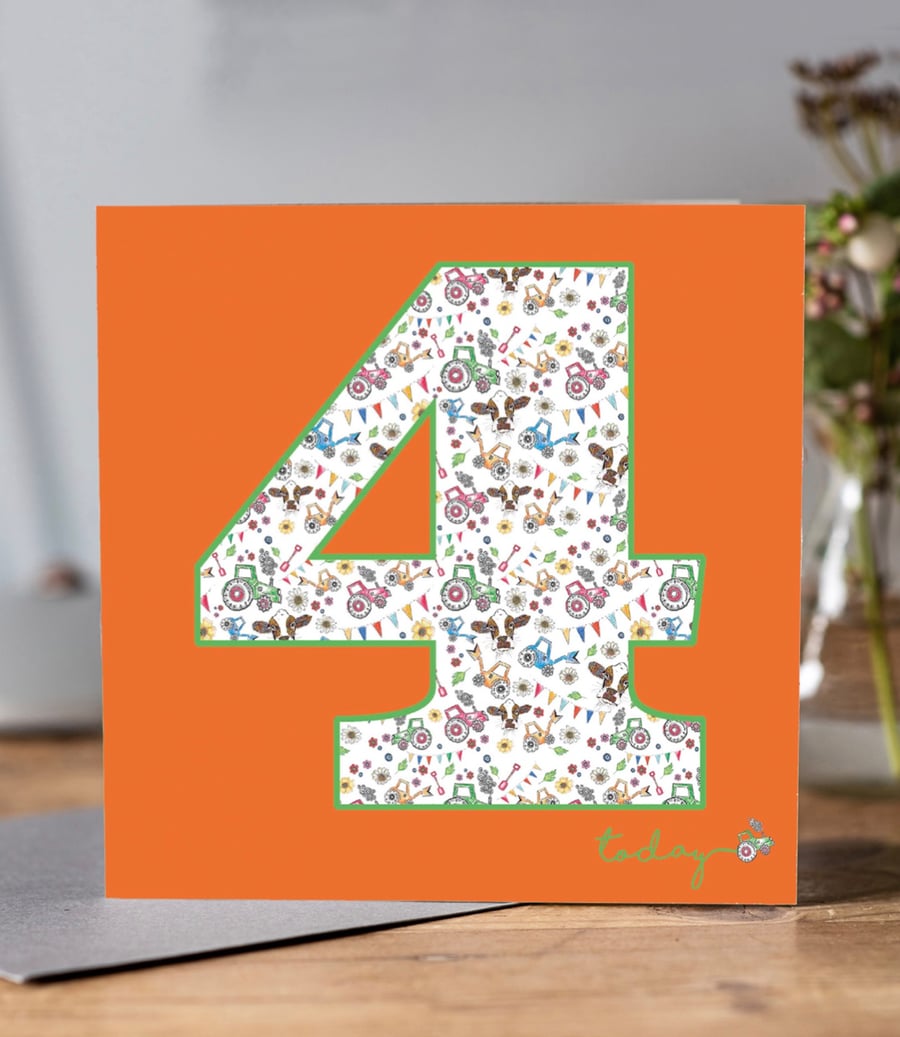 Child’s Age 4 Birthday Card 
