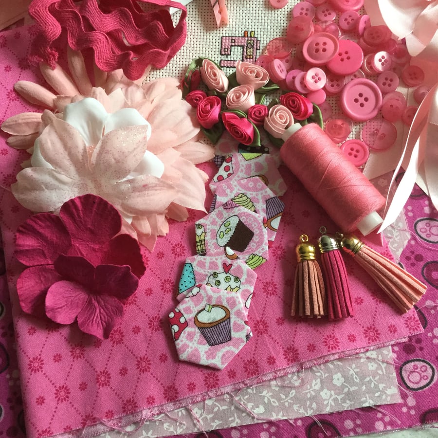 Pink Themed Fabric & Haberdashery Collection