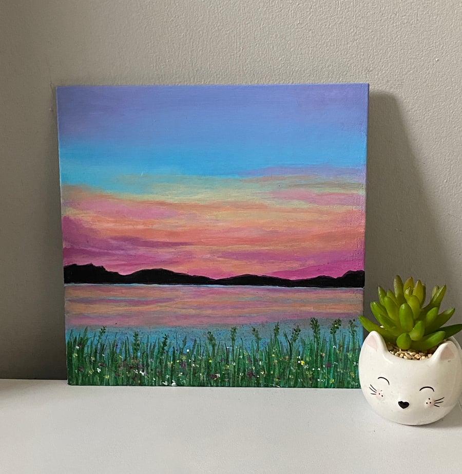 Acrylic Canvas Painting Sunset Landscape 