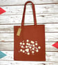 Organic Cotton Daisy tote bag. Terracotta Earth brown Autumnal flower shopper.  - Image 7