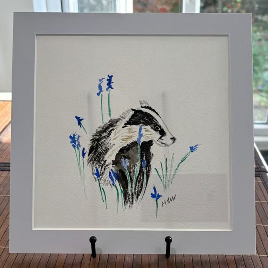 Badger in Lavender Original Watercolour  