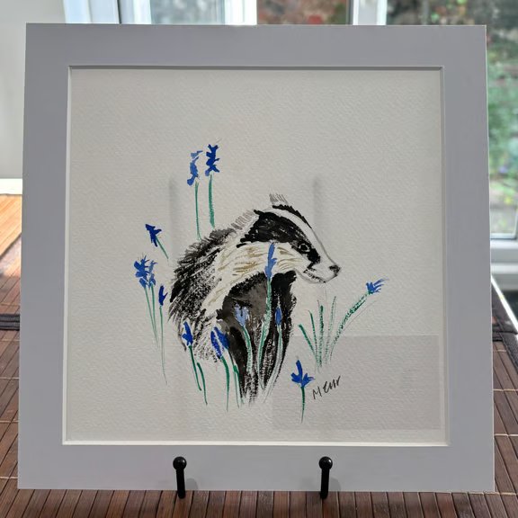 Badger in Lavender Original Watercolour  