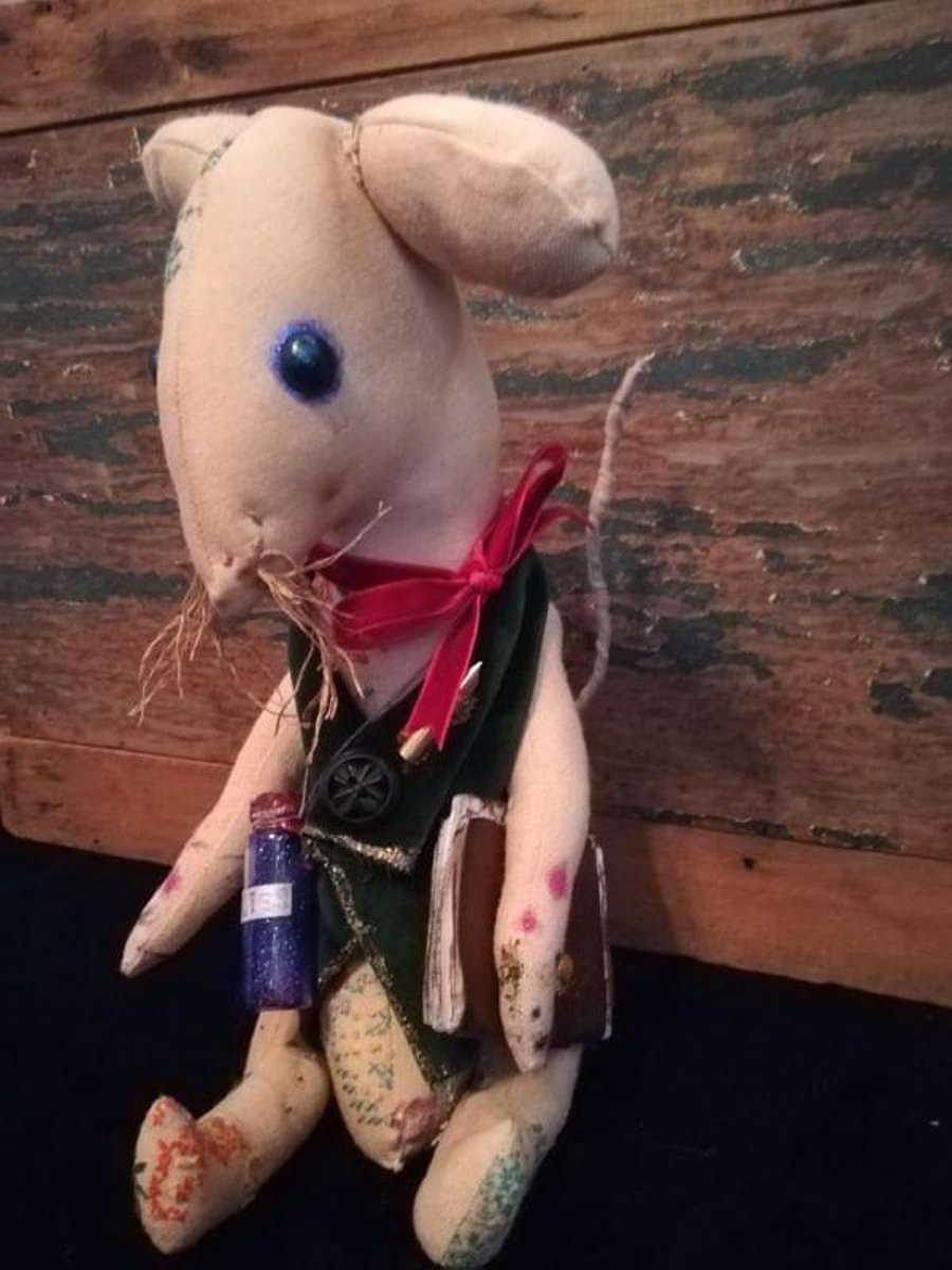 Primitive textile art Mouse, sculpture, textile art, vintage style, home decor