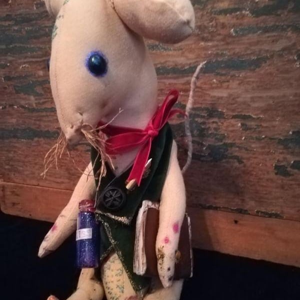 Primitive textile art Mouse, sculpture, textile art, vintage style, home decor