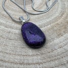 Beautiful Handmade Purple Glitter Glass Fused Pendant 