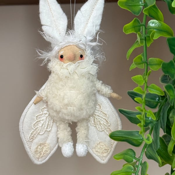 Spun Cotton Winter Moth Art Doll Cream