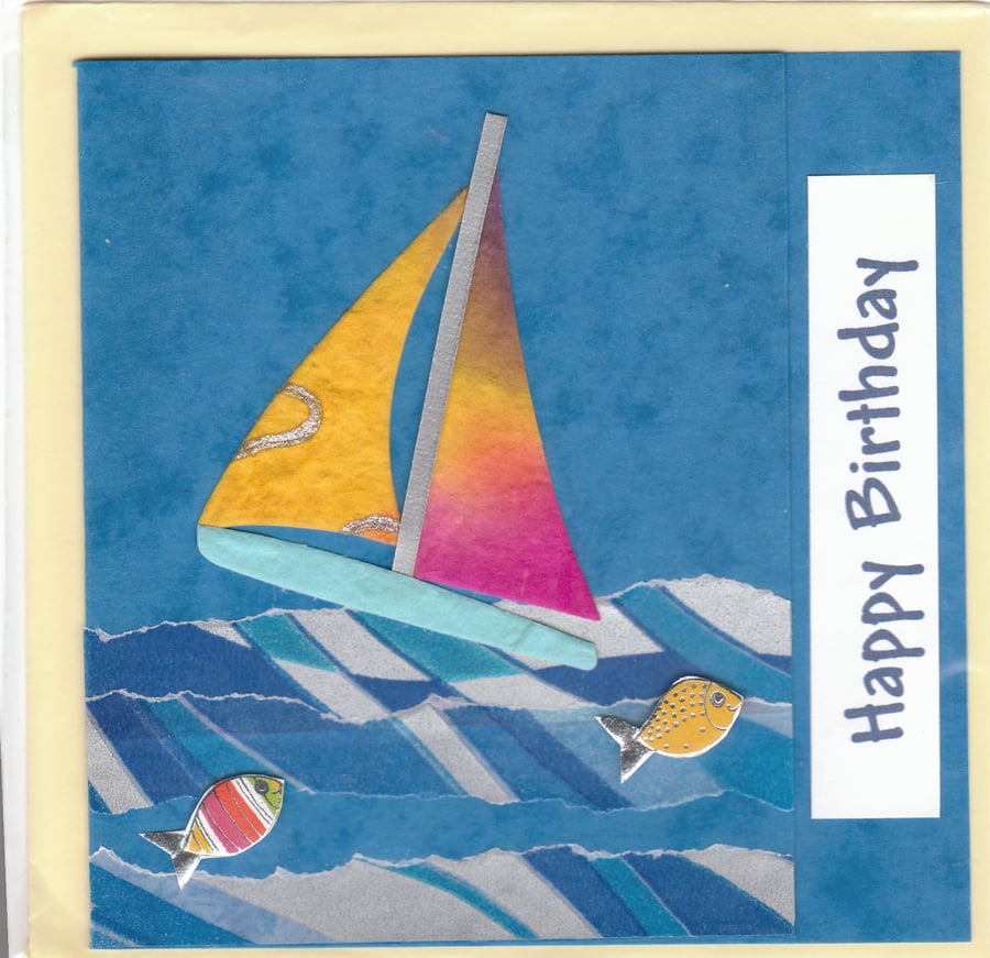 BIRTHDAY CARD - Yacht and Fish