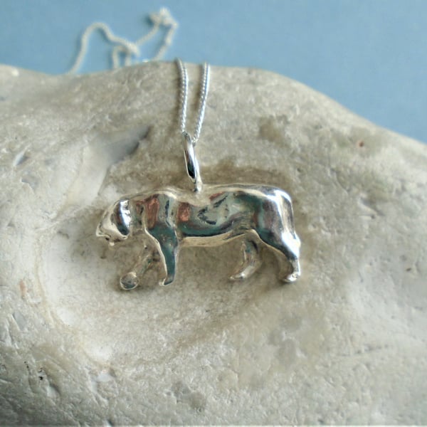 Solid silver tiger pendant