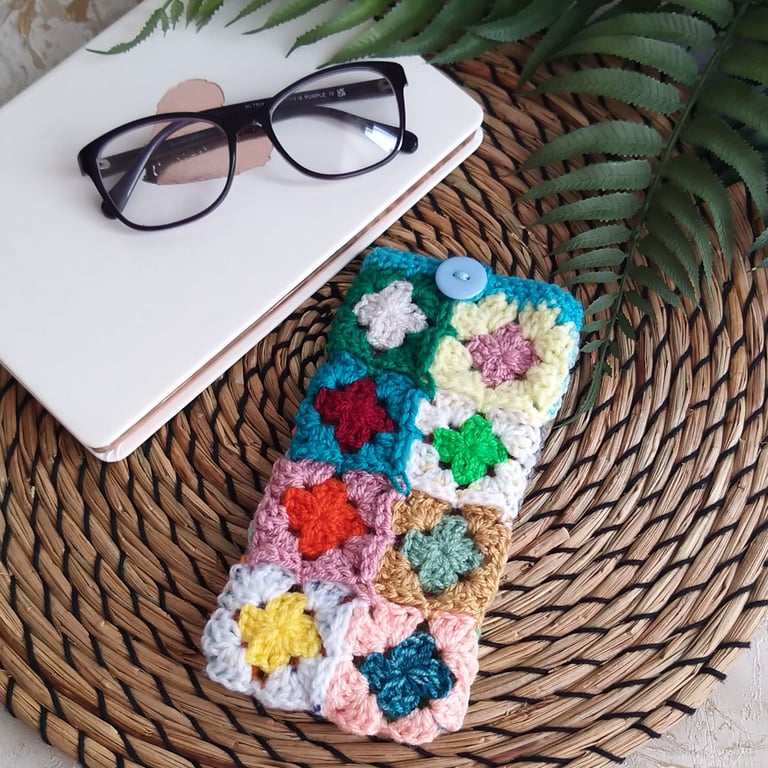 Crochet Case Pouch For Glasses Or Phone Turquoise