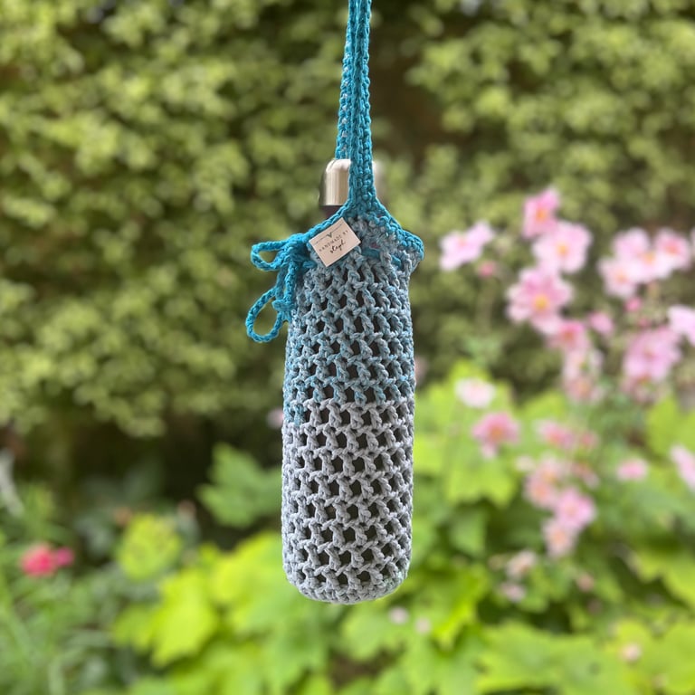 Handmade Crochet Bottle Bag - Tenerife Sea