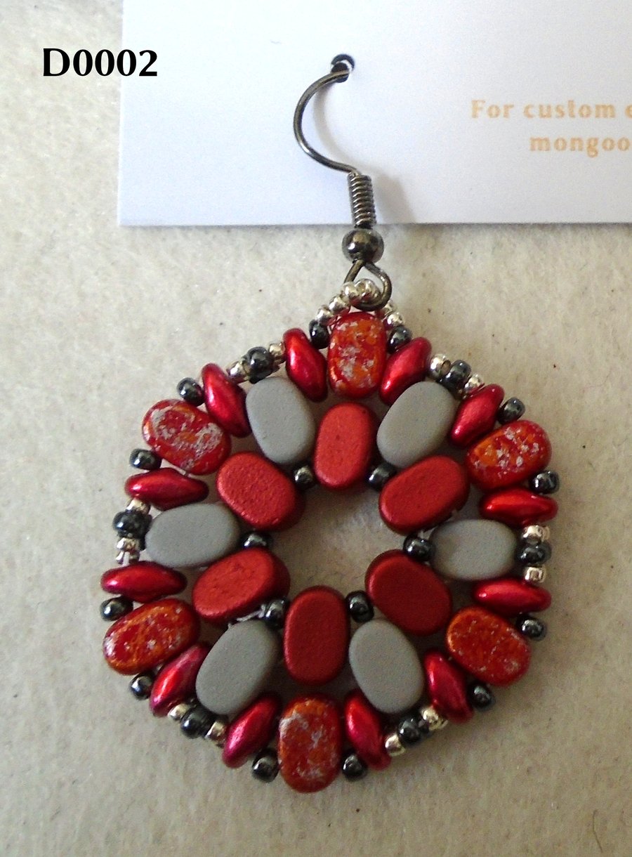 Hexagonal bead earrings (customisable)