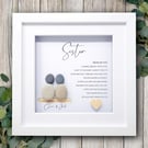 Personalised Sister Pebble Art Birthday Gift, Handmade Pebble Picture, Present