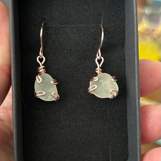 Sea Glass Earrings - Rose Gold