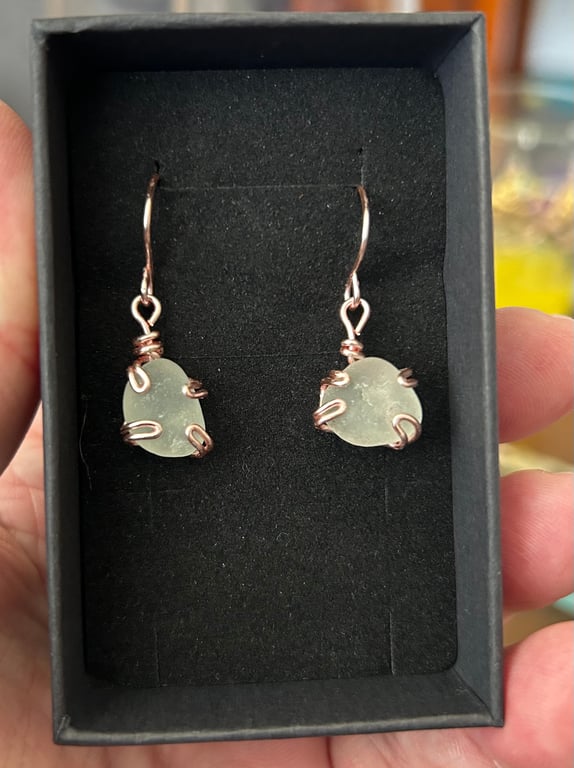 Sea Glass Earrings - Rose Gold