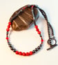 Hematite & Red Bamboo Coral necklace with Swarovski Crystals - Handmade In Devon - Image 8