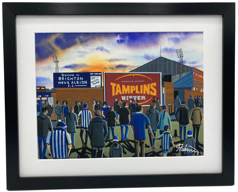 Brighton & Hove Albion F.C, Goldstone Ground. Framed, Football Art Print