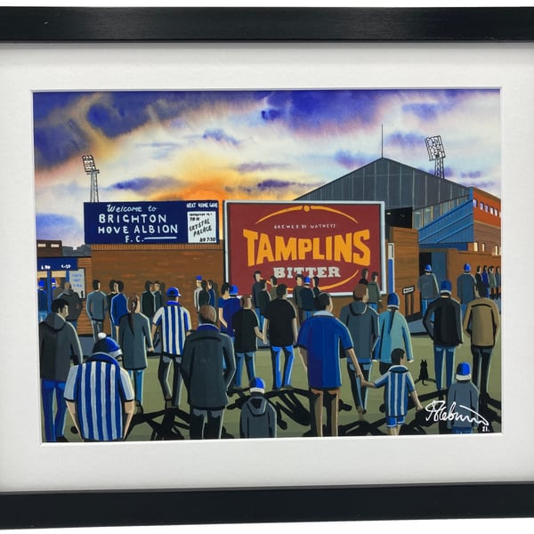 Brighton & Hove Albion F.C, Goldstone Ground. Framed, Football Art Print