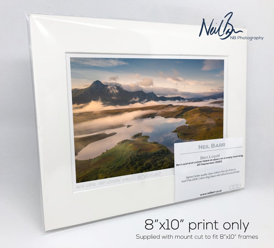 Ben Loyal & Lochan Hakel, Sutherland, Scotland - A5 (10" x 8") Unframed Print