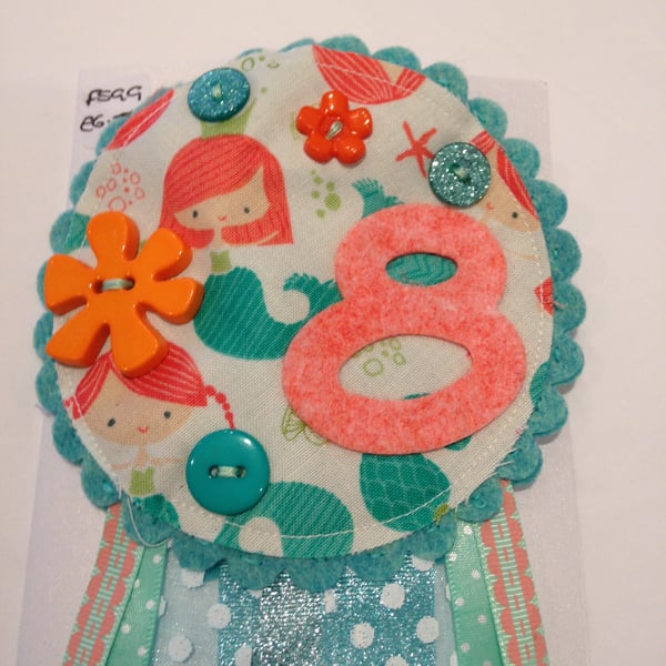 Birthday badge-Rosette Mermaid