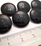 7 Art Deco Black Glass vintage buttons, 18mm with back shank - Image 3