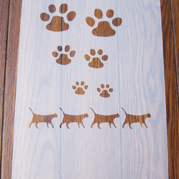 Cats Paws Print Stencil Mask Reusable Sheet for Arts & Crafts