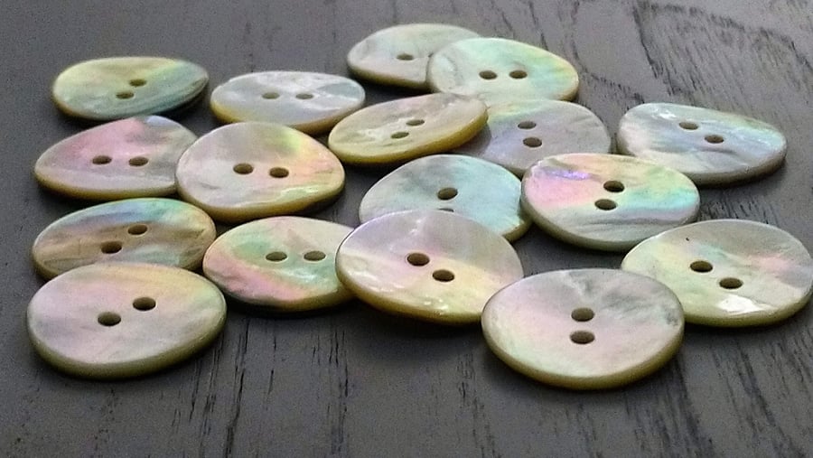 15mm Natural Mother of Pearl 2 Hole Buttons