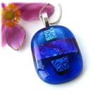 Dichroic Glass Pendant 275 Blue Handmade with silver plated chain