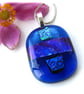 Dichroic Glass Pendant 275 Blue Handmade with silver plated chain - Image 1