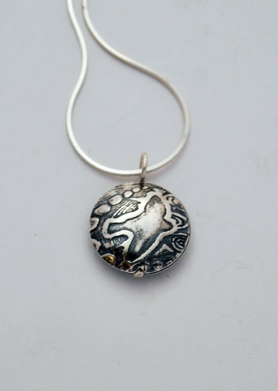 Sterling Silver Pattern bird on the wing pendant, small