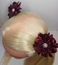 Maroon Satin Ribbon Flower Hair Accessory– Handmade Elastic Hairband - Image 7