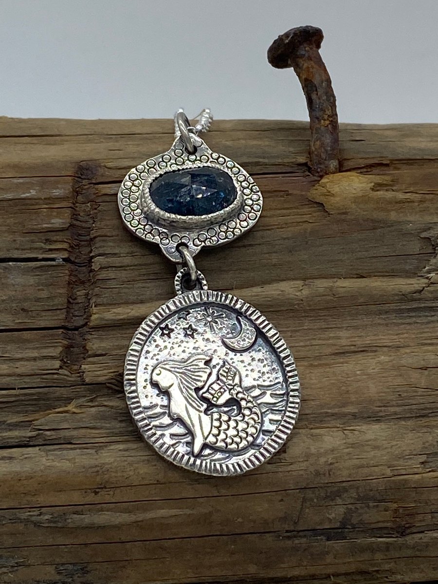 Mermaid Pendant with Teal Kyanite