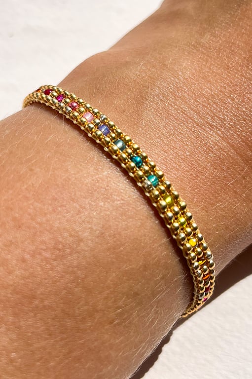 Dainty Rainbow Bracelet – Minimalist Boho Style – Handmade Glass Bead Jewellery