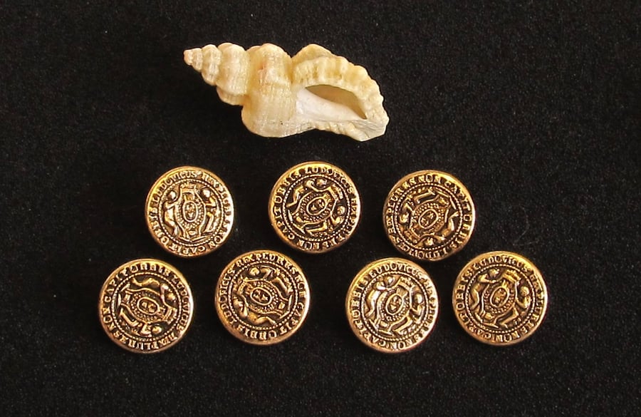 Vintage Buttons:  ‘Ludovicus Rex Non Capit Orbis’ 7x16mm 
