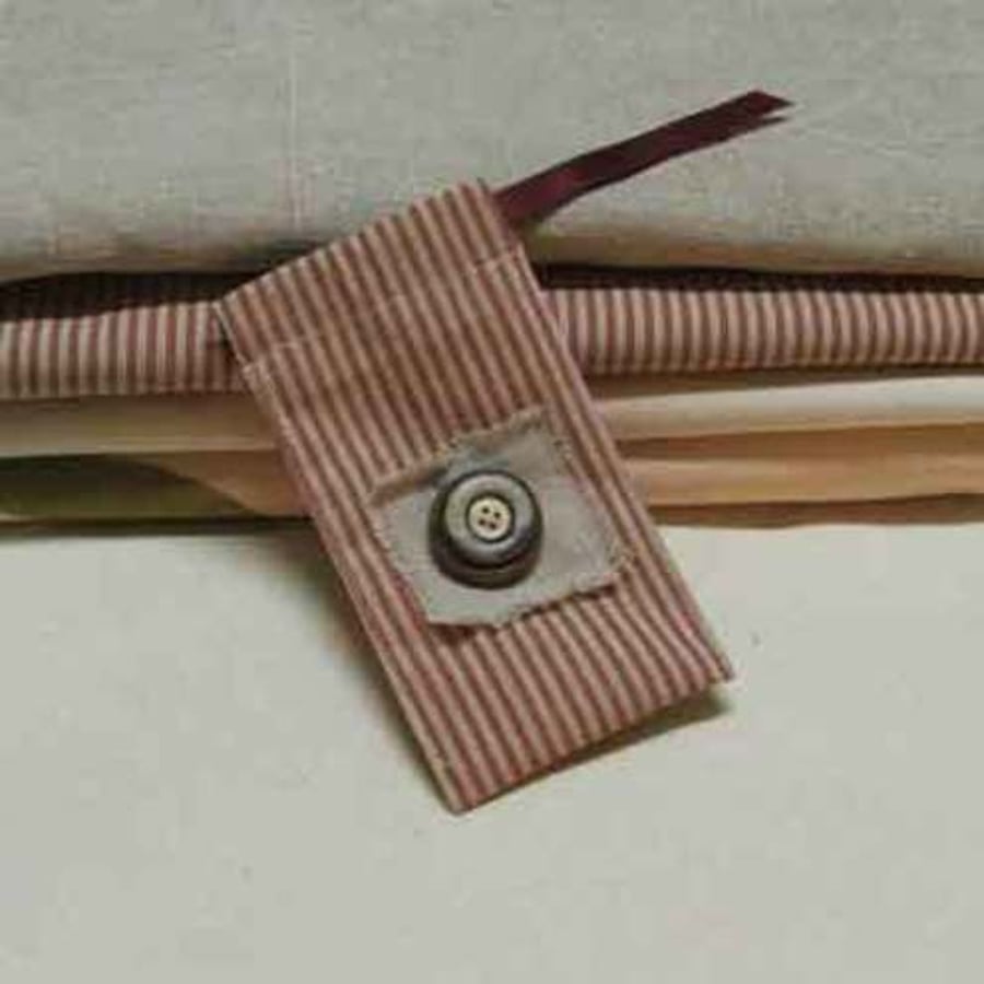 Mobile phone case in rustic red ticking