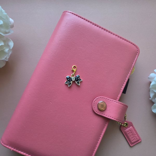 Planner Charm Black Coquette Bow Clip On Dangle Charm