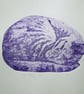 Purple Sleeping Cat Limited Edition Collagraph Print Art - Image 4