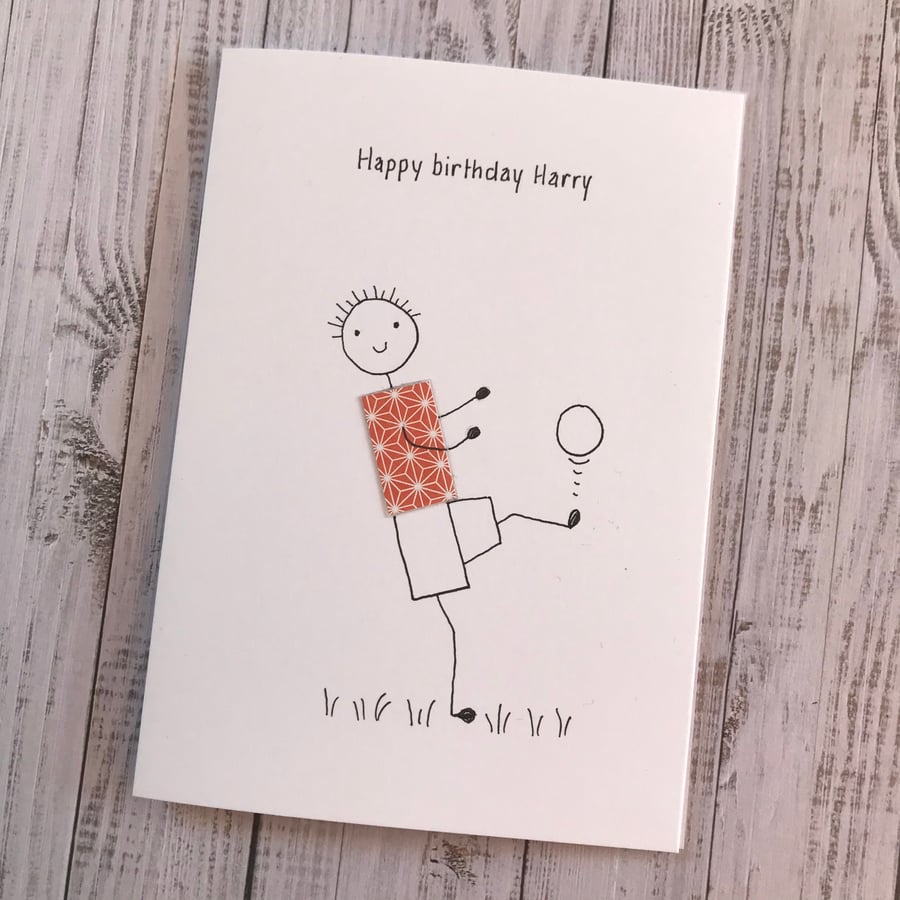 Male birthday card, Personalised, Boy birthday card, Football