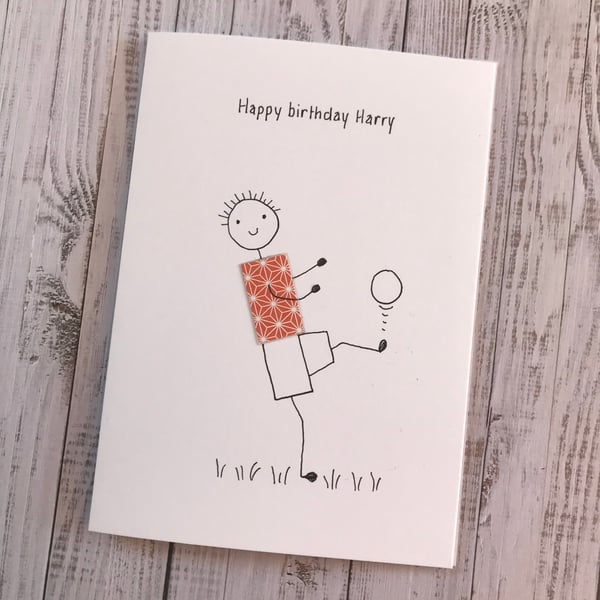 Male birthday card, Personalised, Boy birthday card, Football