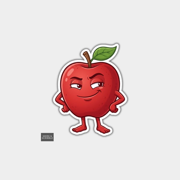 Funny Vinyl Die Cut Sticker For Adults - Red Apple Fruit