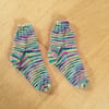 Hand Knit Child’s Wool Socks Multicoloured Green