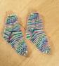 Hand Knit Child’s Wool Socks Multicoloured Green