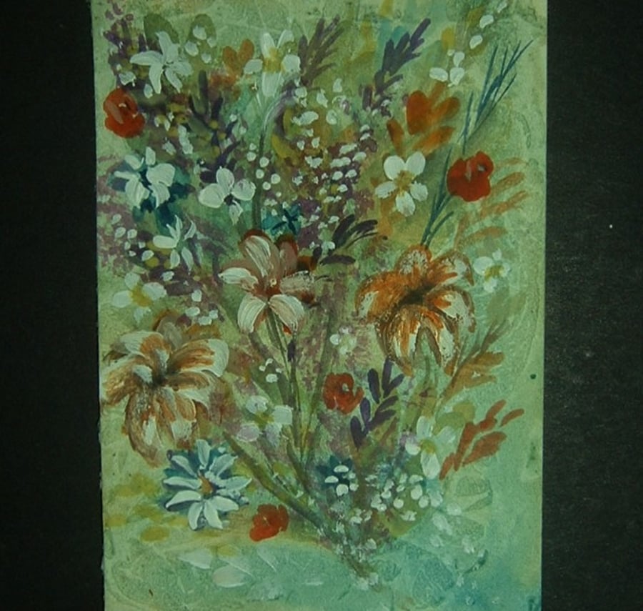 flowers miniature aceo art painting watercolour ref 285