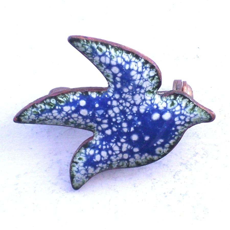 large bird brooch - blue